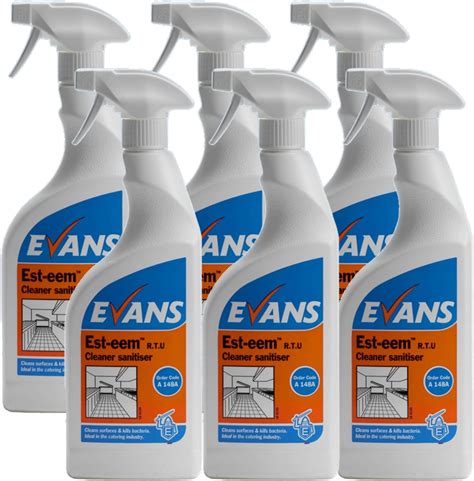 6 X Evans Est Eem Unperfumed Ready To Use Anti Bacterial Cleaner