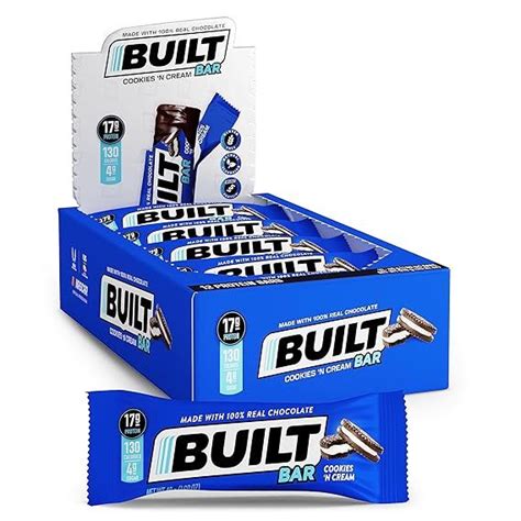 Built Bar 12 Pack High Protein Energy Bars Gluten Free Chocolate Covered Low Carb Low