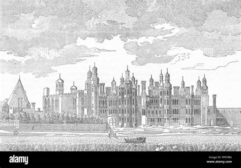 RICHMOND: Old Richmond Palace, as built by Henry VII (from a 1765 print ...