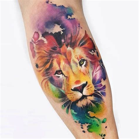 Watercolor lion tattoo – Artofit