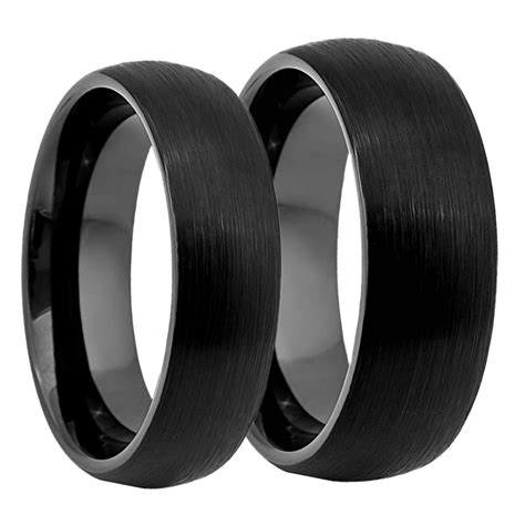 Black Brushed Tungsten Couples Wedding Band Set Vansweden Jewelers