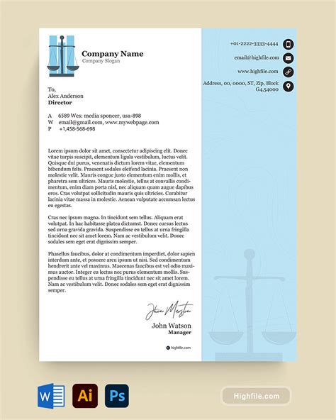 Free Legal Letterhead Template Word Illustrator Photoshop Highfile