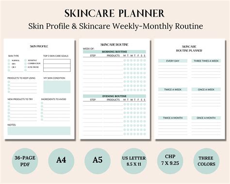 Skincare Planner Printableskincare Routineskincare Etsy