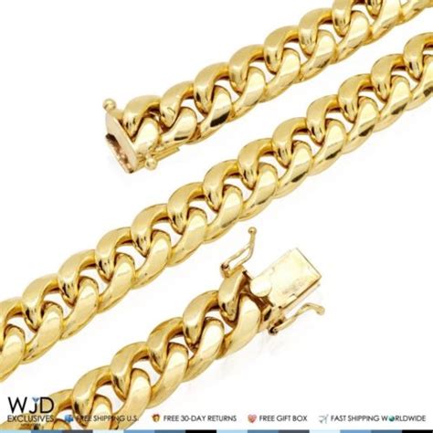 K Yellow Gold Hollow Mm Miami Cuban Chain Necklace Wjd