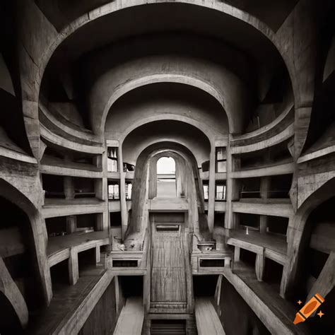 Interior Of A Giant Brutalist Architecture Building