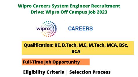 Wipro Careers System Engineer Recruitment Drive Wipro Off Campus Job