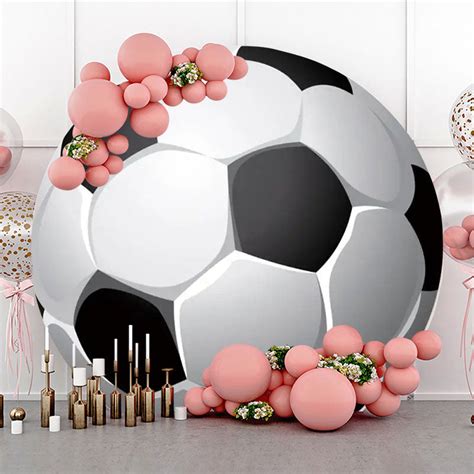 Black White Lifelike Football Circle Party Backdrop - Lofaris