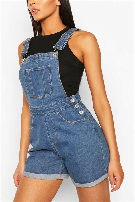 Denim Overall Short In Denim Overalls Shorts Denim Women