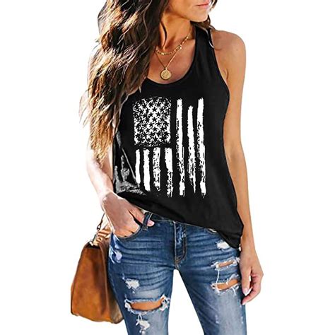 Jsaierl Womens Independence Day Tank Tops Plus Size Patriotic American