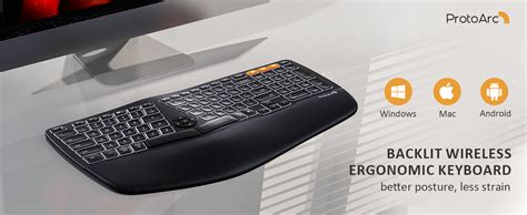 Backlit Wireless Ergonomic Keyboard Protoarc Ek01