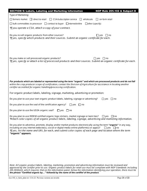 Rico Form 102 Download Printable Pdf Or Fill Online Organic Farm Plan Questionnaire Rhode