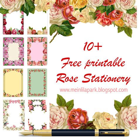 Free Printable Rose Stationeries Ausdruckbares Briefpapier Round Up