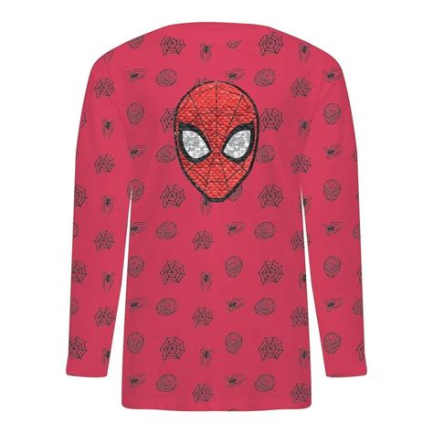 Playera Spiderman Talla 8 Manga Larga Cara Con Lentejuela Roja Walmart