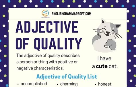 Adjective Of Quality List 35 Examples And Worksheet Englishgrammarsoft