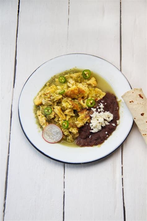 Egg With Green Sauce And Refried Beans Mexican Food Stock Image Image Of Kitchen Mexican