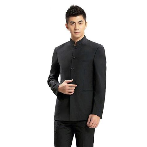 Herren Einreihige Jacke Anzug Chinesisch Zhongshan Mantel Mandarine