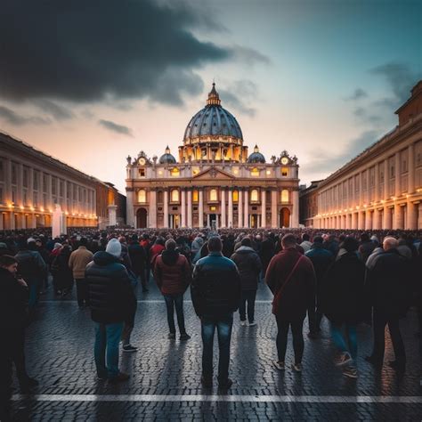 Premium Ai Image Photo Of People In Front Of St Peters Basilica In