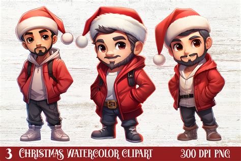 Christmas Chibi Men Sublimation Clipart Graphic By Craftart Creative