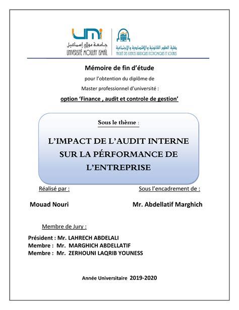 L Impact De L Audit Interne Sur La P Rformance De L Entreprise