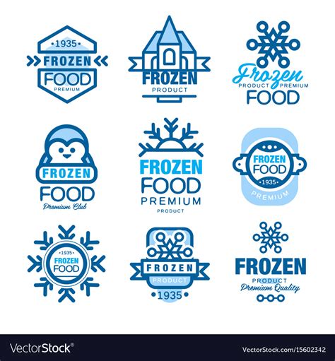 Frozen Food Premium Product Set Of Logo Templates Vector Image