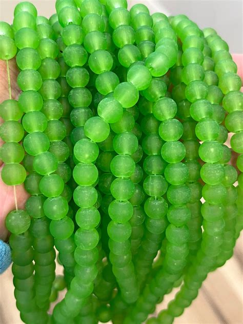 6mm 8mm Frosted Glass Beads Green Glass Beads Bracelet Beads Green