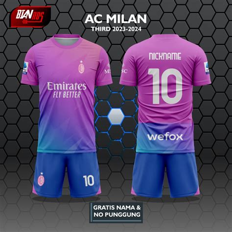 Jual Jersey Ac Milan Third 20232024 Full Printing Gratis Custom Nama