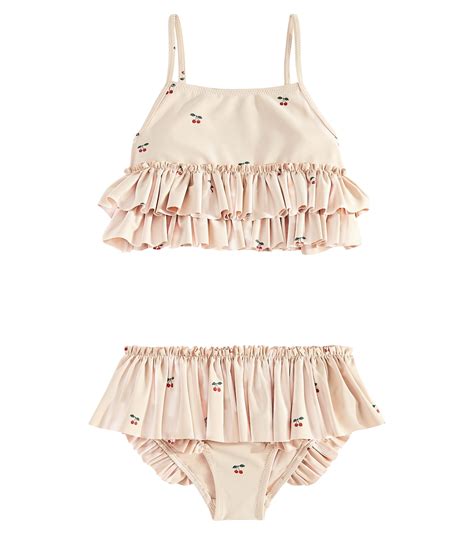 Manuca Printed Ruffled Bikini In Pink Konges Slojd Mytheresa