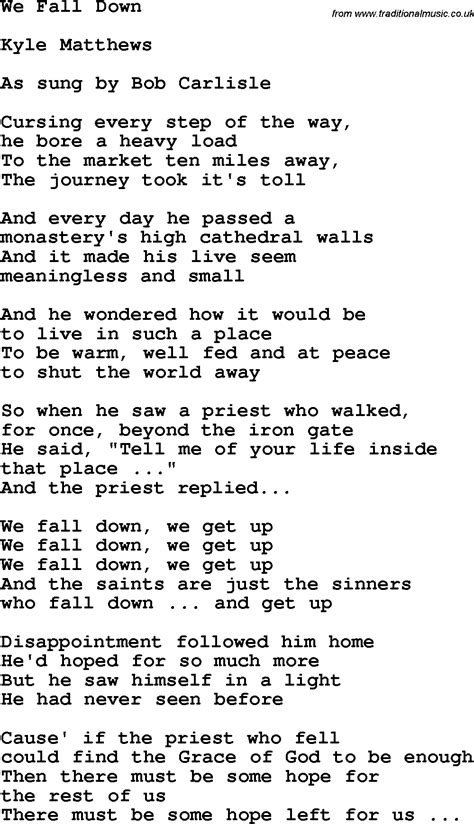 Country, Southern and Bluegrass Gospel Song We Fall Down lyrics