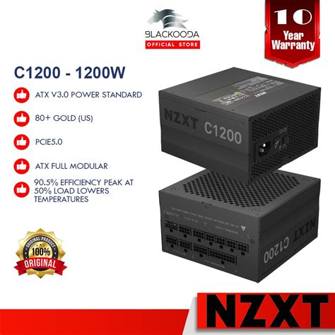 NZXT C1200 1200W Gold Fully Modular ATX 3 0 PSU PCIE 5 0 10