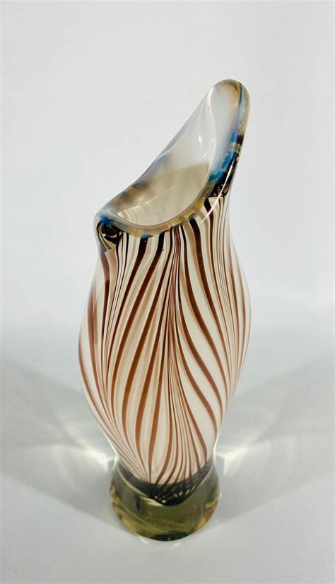 MCM Murano Cased Glass Vase Brown Swirls Etsy