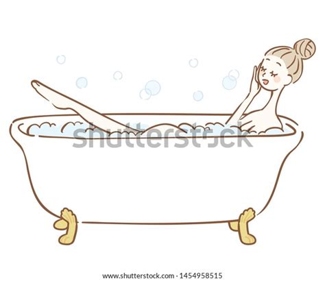 Illustration Woman Taking Bubble Bath Stock Vector Royalty Free 1454958515