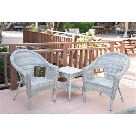 Jeco Clark 3 Piece Wicker Patio Conversation Set In Gray 1 Smiths