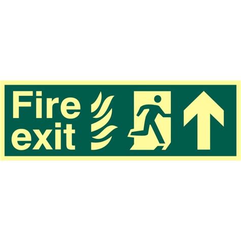 Photoluminescent Fire Exit Directional Sign Up