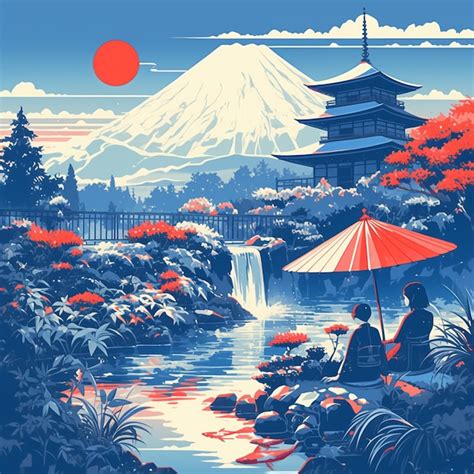 Premium Vector Japanese Colorful Woodblock Prints Depicting Edo Period Scenes