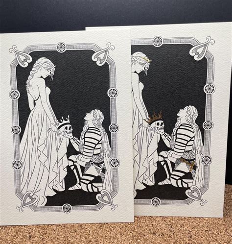 Art Print Knight And Princess Mideval Lesbian Etsy