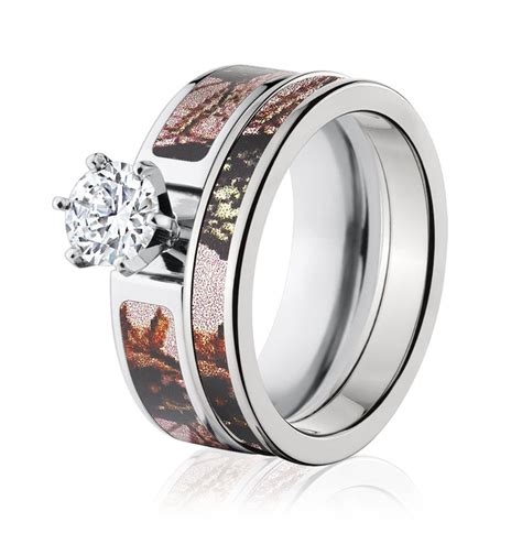 Mossy Oak Camo Ring Set 1 Ct Engagement And Band Camo Wedding Rings Camo Engagement Rings