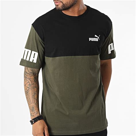 Puma Tee Shirt Puma Power Colorblock 849801 Vert Kaki Noir