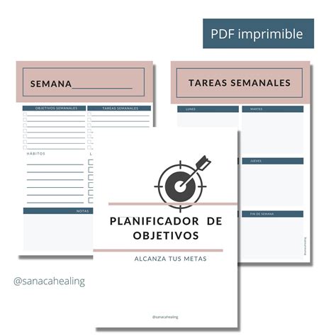 Planificador De Objetivos Pdf Digital E Imprimible Planner De Metas