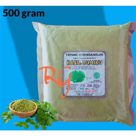 Jual Tepung Daun Kelor Organik Kemasan 500 GRAM Tepung Moringa Kemasan