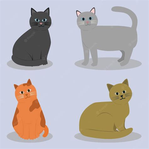 Premium Vector Cute Cat Cartoon Characters Set