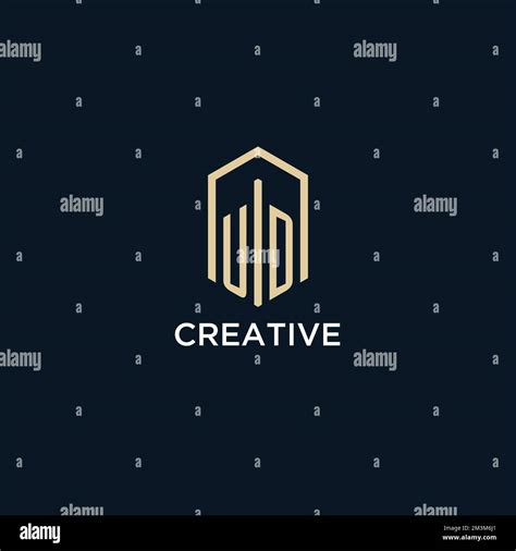 Ud Initial Monogram Logo With Hexagonal Shape Style Real Estate Logo