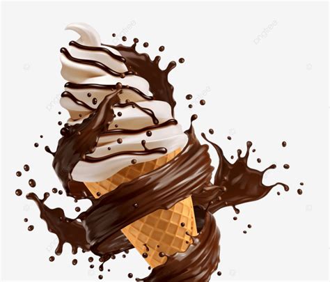 Chocolate Ice Cream Vector Hd PNG Images, Isolated Chocolate Soft Serve Ice Cream In Waffle Cone ...