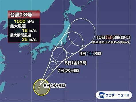 【台風情報】台風13号の進路は？関東沖合を北東に進み、伊豆諸島などに影響のおそれ。進路次第では関東本土にも雨雲が ハフポスト News