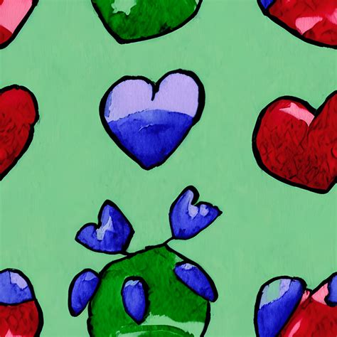 Checkered Heart Watercolor Graphic Kawaii Chibi Painting Creative Fabrica