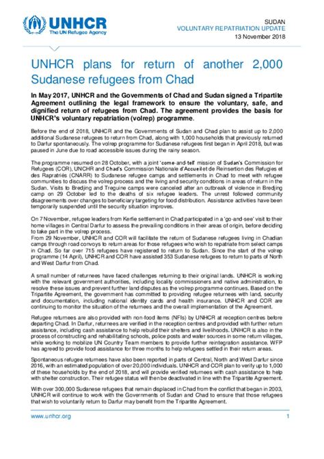 Document Unhcr South Sudan Voluntary Repatriation Update Nov