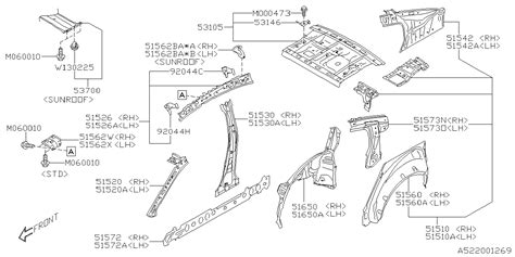 Subaru Legacy Frame Rail Roof Panel Reinforcement Roof 51525AN00A9P