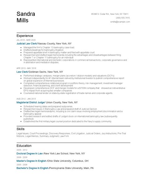 Judicial Law Clerk Resume Examples and Tips - Zippia