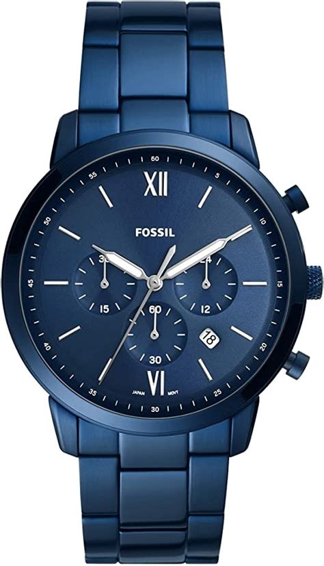 Fossil Men S Neutra Chronograph Blue Stainless Steel Watch FS5826