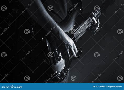 Electric Bass Guitar Player Hands Stock Image Image Of Performer