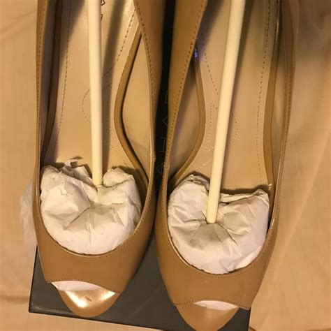 Tahari Shoes Tahari Patent Nude Peep Toe Pumps Poshmark